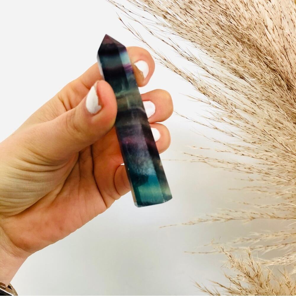 Fluorite Polish Genuine 3” Crystal Point Boho Gypsy Meditation Yoga Gemstone